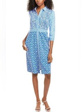 J. McLaughlin Blue Printed Mix-dress